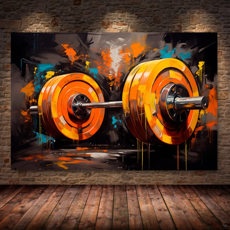 Graffiti Barbell Canvas Schild - Sports Equipment Poster recensie en prijs